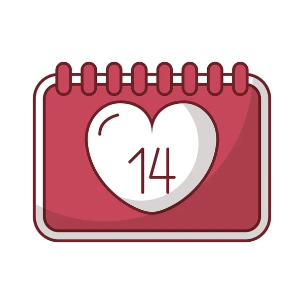 Szczęśliwy Walentynki kalendarz z sercami — Wektor stockowy