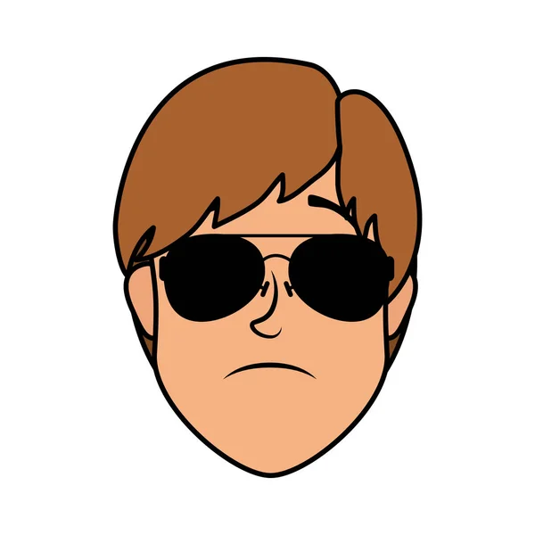 Young man head with sunglasses character — 스톡 벡터