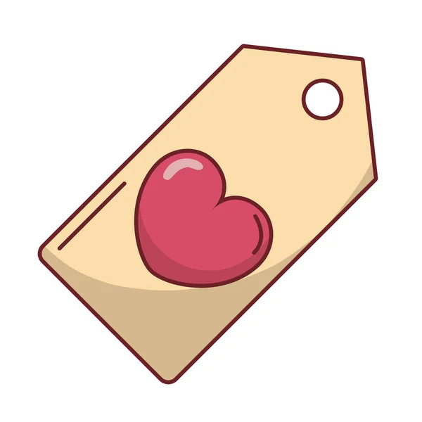 Feliz día de San Valentín etiqueta del corazón colgando — Vector de stock