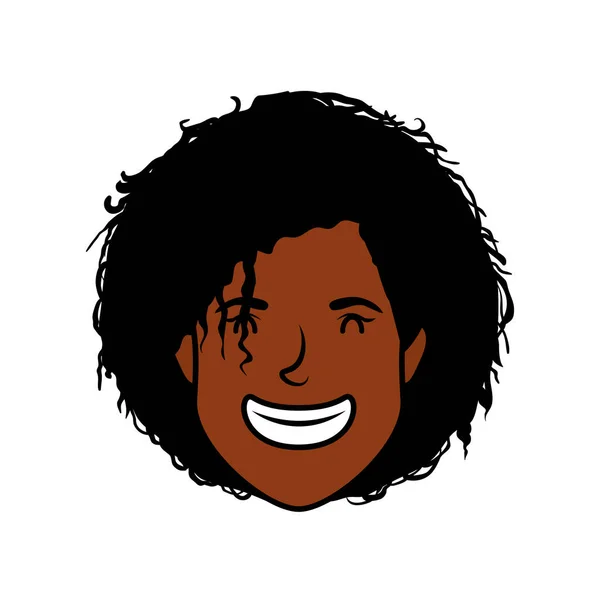Afro young woman head avatar character — 스톡 벡터