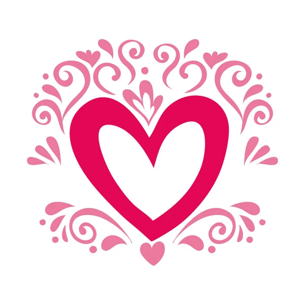 Boldog Valentin nap szív keret vonalak — Stock Vector