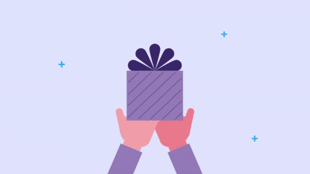 Hands human lifting gift animation — ストック動画