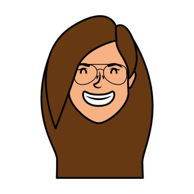 Gözlüklü sevimli genç bir kadın kafası.