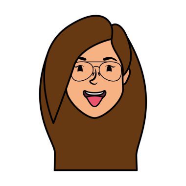 Gözlüklü sevimli genç bir kadın kafası.