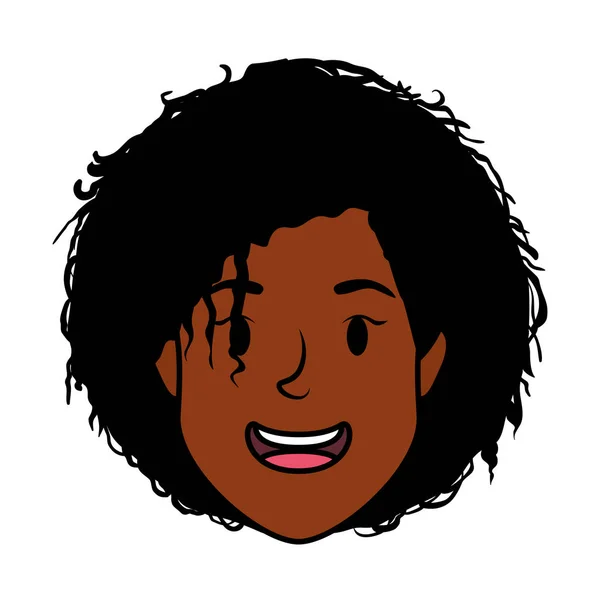 Afro joven mujer cabeza avatar carácter — Vector de stock