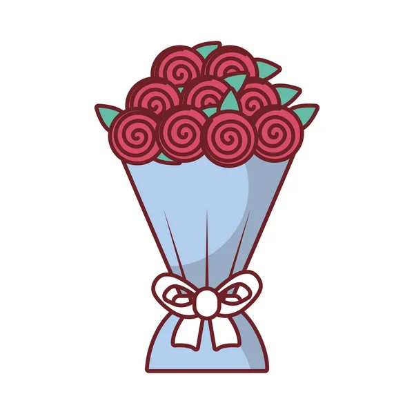 Día de San Valentín rosas icono de ramo — Vector de stock