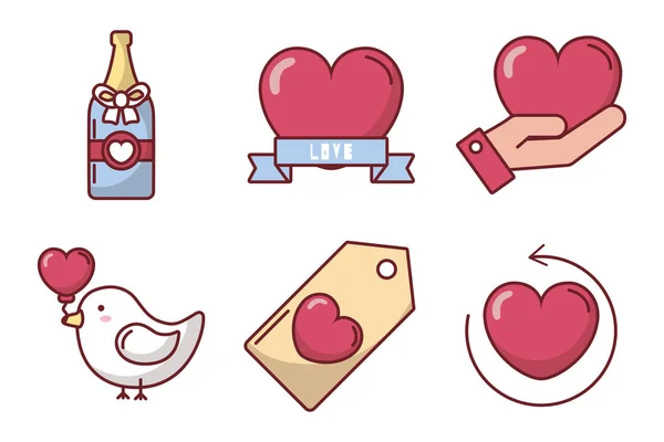 Bundle di icone set giorno di San Valentino — Vettoriale Stock