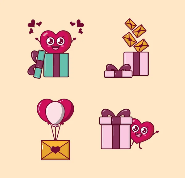 Paquete de iconos de día de San Valentín — Vector de stock