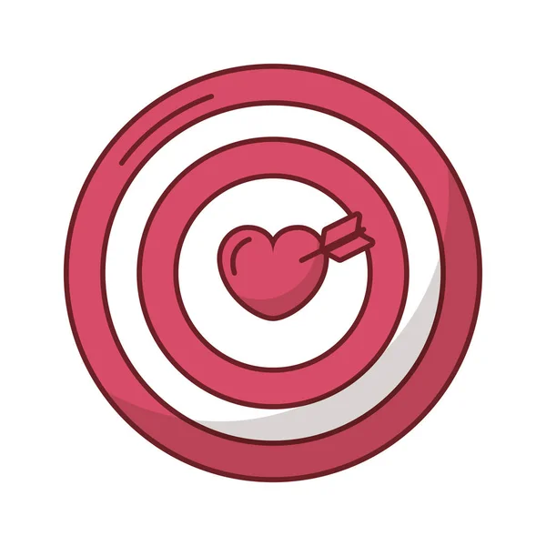 Happy valentines day heart in target with arrow — Διανυσματικό Αρχείο