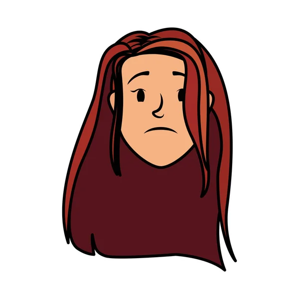 Jeune femme mignonne tête avatar personnage — Image vectorielle