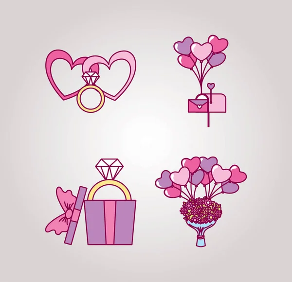 Paquete de iconos de día de San Valentín — Vector de stock