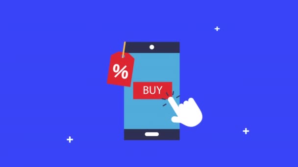 Comercio electrónico con smartphone y ratón cursor — Vídeos de Stock