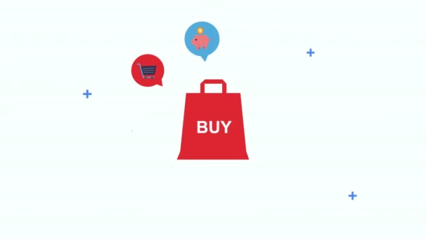 电子商务图标购物袋 — 图库视频影像