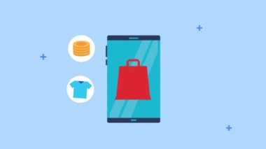 Elektronik ticaret simgeleri ile Smartphone