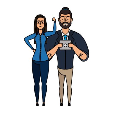 Kadın karakterli sakallı genç adam.