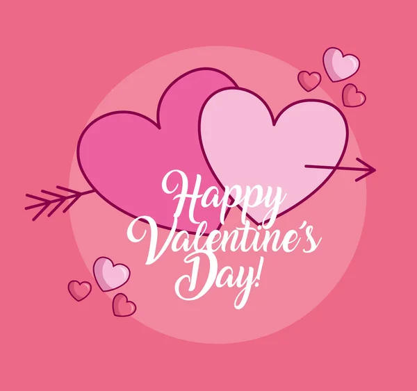 Valentines day celebration with hearts and arrow — Stok Vektör