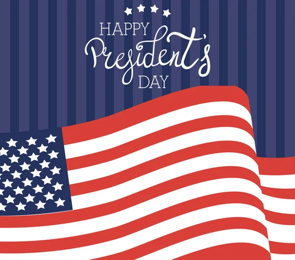 Cartel del día de los presidentes felices con bandera de EE.UU. — Vector de stock
