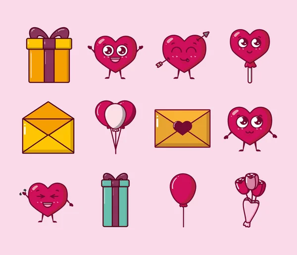 Paquete de iconos de día de San Valentín — Vector de stock