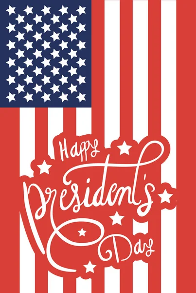 Heureuse affiche de la journée des présidents avec drapeau des Etats-Unis — Image vectorielle