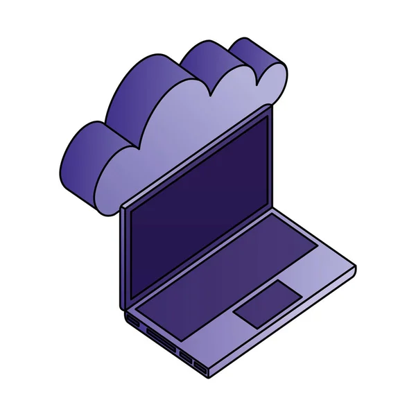Ordinateur portable données réseau de stockage en nuage — Image vectorielle