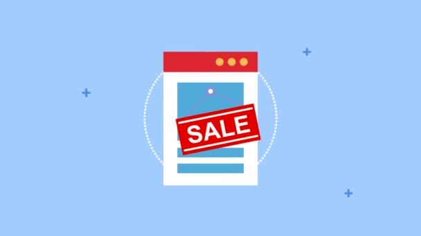 Strona internetowa z etykietą sprzedaży e-commerce — Wideo stockowe