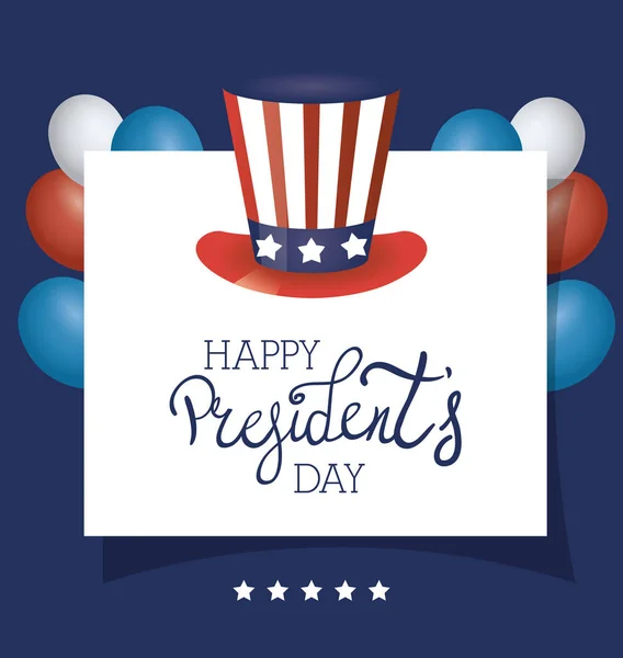 Presidents day poster with usa tophat and lettering — Stock Vector