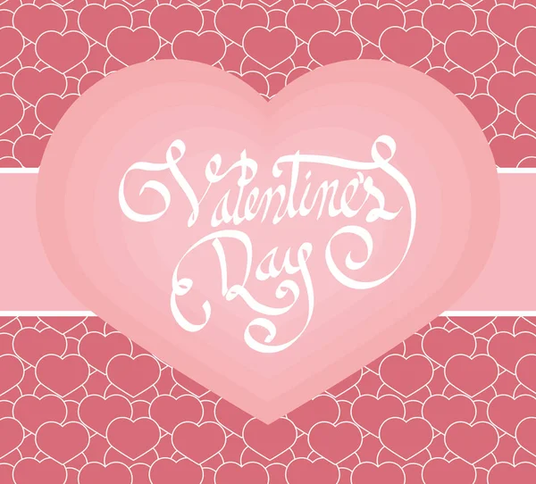 Feliz día de San Valentín letras en el corazón — Vector de stock