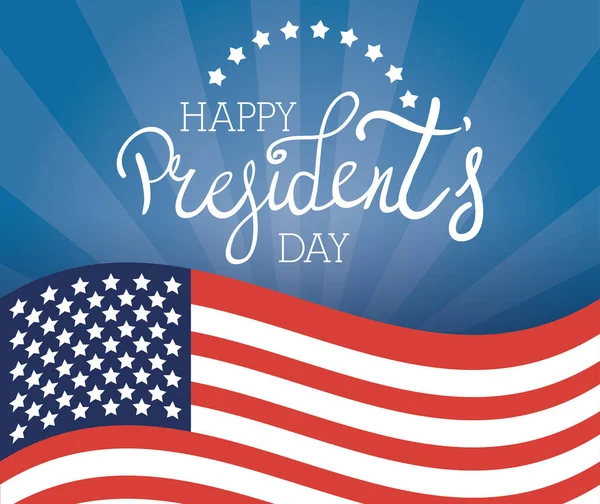 Heureuse affiche de la journée des présidents avec drapeau des Etats-Unis — Image vectorielle