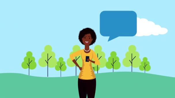 Afro businesswoman in the field character — Stock Video