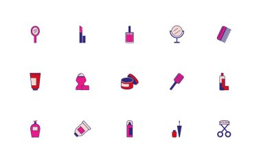 Makyaj aksesuarı simgeleri demeti