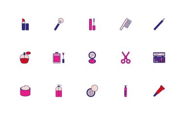 Makyaj aksesuarı simgeleri demeti