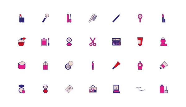 Bundle of make up accessories icons — ストックベクタ