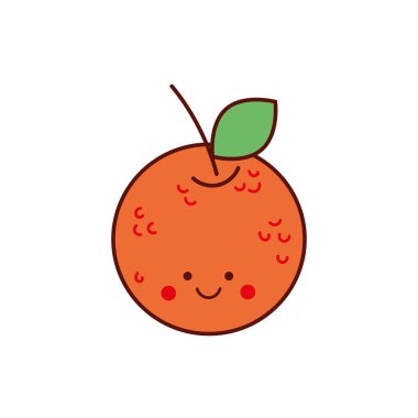 Tatlı portakallı meyve kawaii karakteri