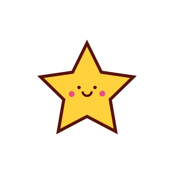 Cute star kawaii comic character icon — Stock Vector