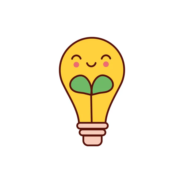 Schattig blad plant in bol kawaii karakter pictogram — Stockvector