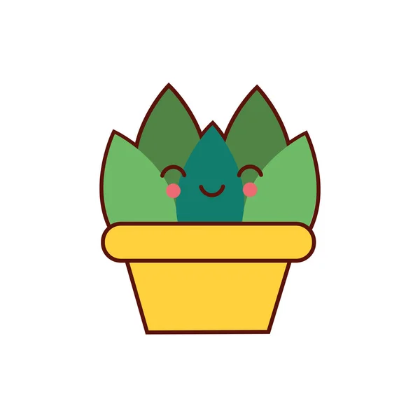 Cute house plant in pot kawaii character icon — Stock Vector