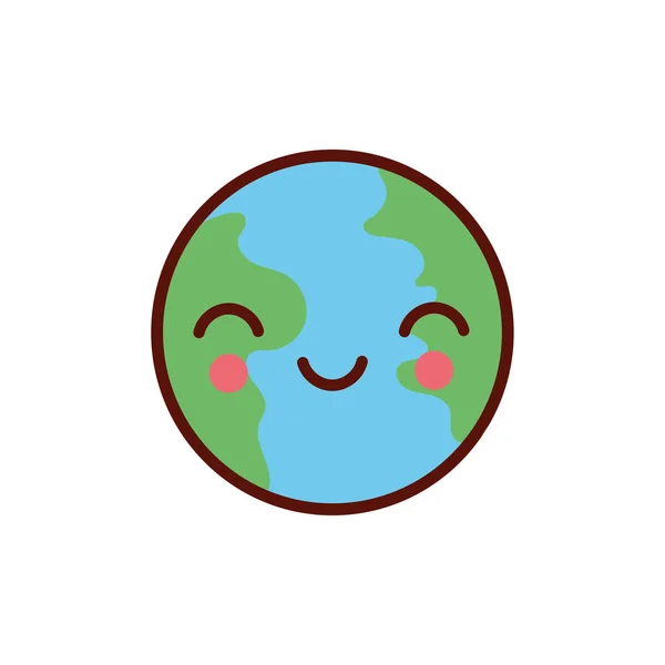 Lindo planeta tierra kawaii personaje cómico icono — Vector de stock