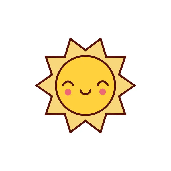 Şirin Sun Kawaii komik karakter simgesi — Stok Vektör