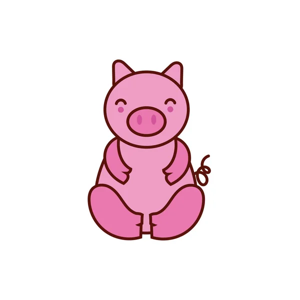 Cute pig animal comic character — Stock Vector
