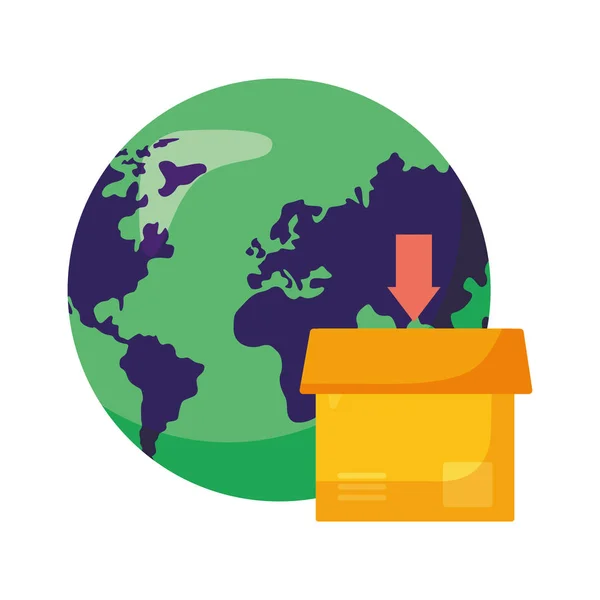 Logistic delivery service with world planet — Stock Vector