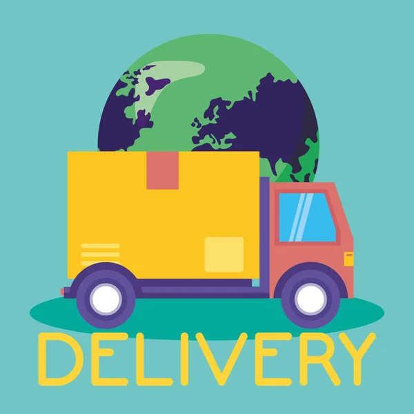 Логістична служба доставки з вантажівкою — стоковий вектор