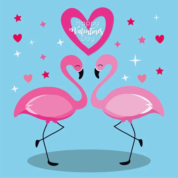 Şirin Flaman çiftin Sevgililer Günü kartı — Stok Vektör