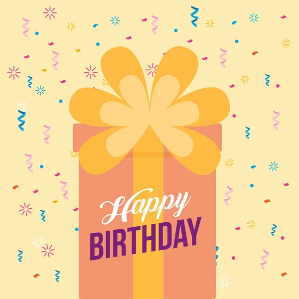 Happy birthday celebration card with gift — Stock Vector
