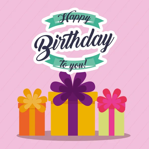 Happy birthday celebration card with gifts — Stock Vector