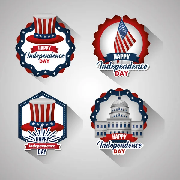 Bundle of presidents day set emblems — Stock Vector