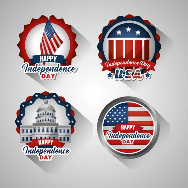 Bundle of presidents day set emblems — Stock Vector
