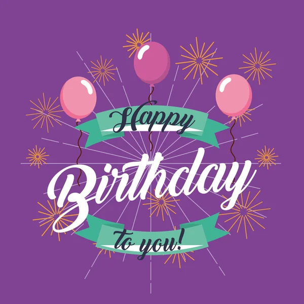 Cartão de celebração de aniversário feliz com balões de festa —  Vetores de Stock