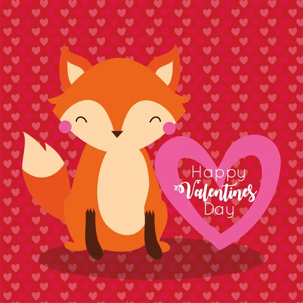 Carte de Saint Valentin avec renard mignon — Image vectorielle