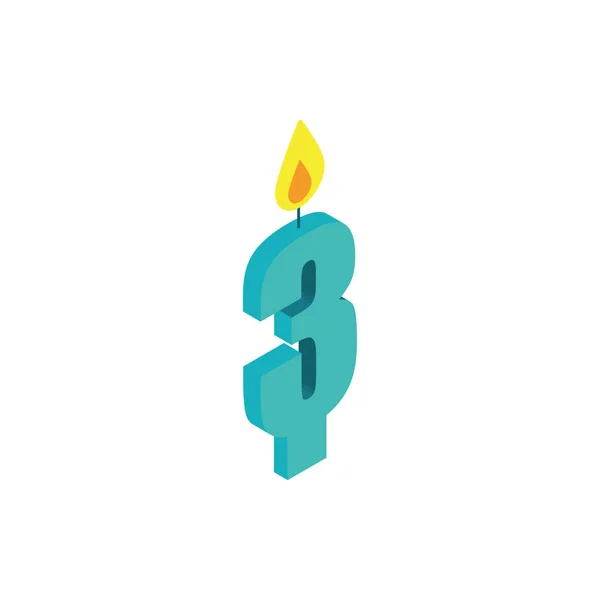 Bougie de célébration d'anniversaire numéro trois — Image vectorielle