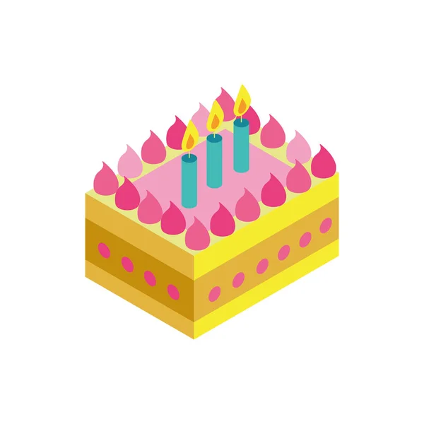 Sweet cakebirthday with candles icon — Stock Vector